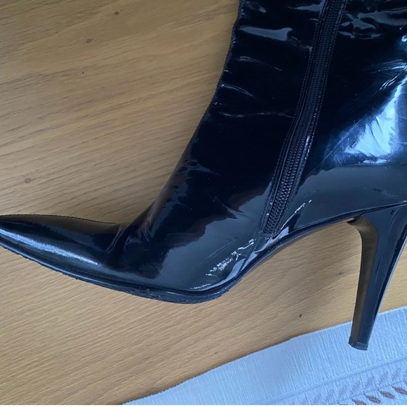 NIB Kemal Tanca Black Patent Leather Knee-High Boots - Size 9.5 - Picture 9 of 16